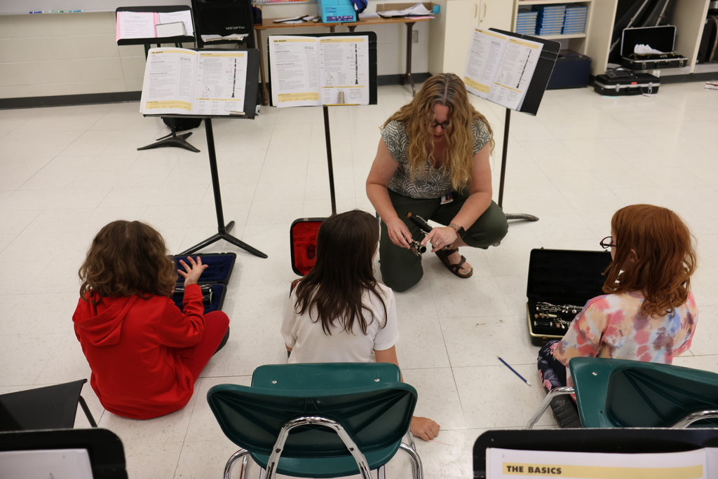 It's the beginning of a new group of musicians! Mrs. Butler's 5th graders just got their instruments and are learning the ins and outs of getting them ready to play. It's a big group this year, which is always music to Mrs. Butler's ears! #celebrate379