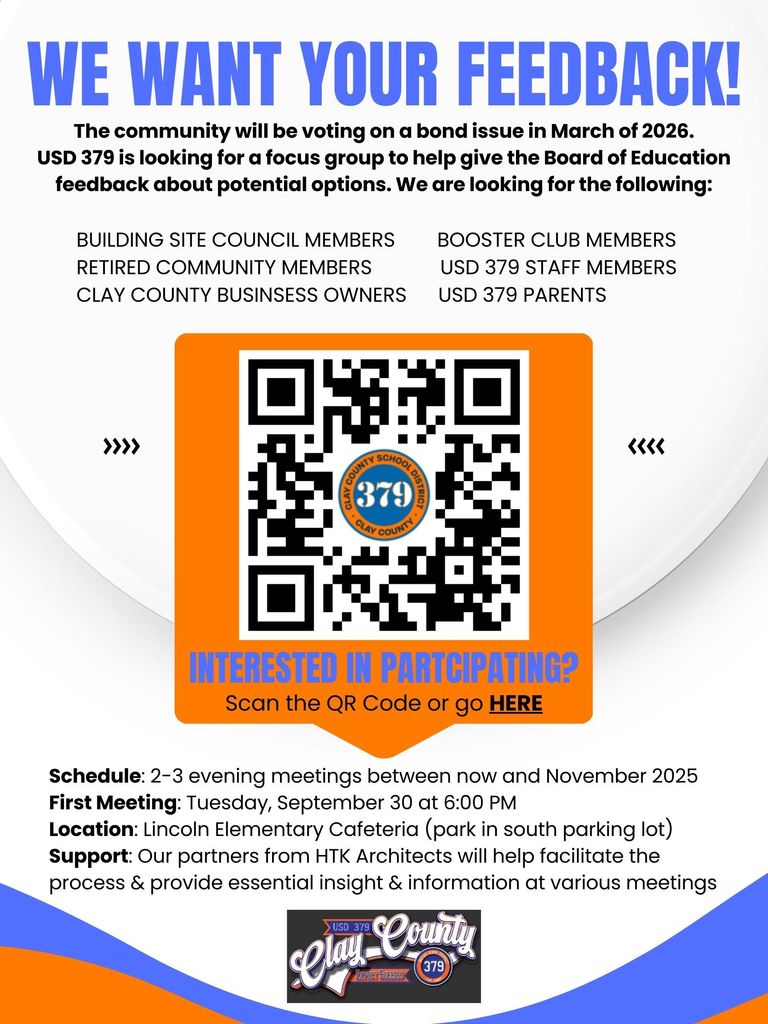 Interested in being part of a focus group that will give input on the upcoming bond issue? We want your feedback! #celebrate379