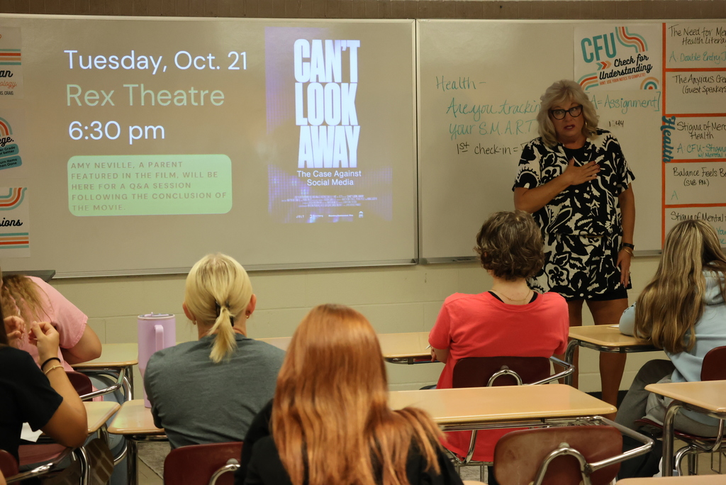 Mrs. Craig welcomed some special guests today to her freshman health classes. Clay Counts Communications Coordinator Matt Weller and YLinK member Kate Larson spoke on Clay County drug use and mental health data, and what Clay Counts, USD 379, and YLinK are doing to help. Matt also talked about the role of social media on mental health. #celebrate379
