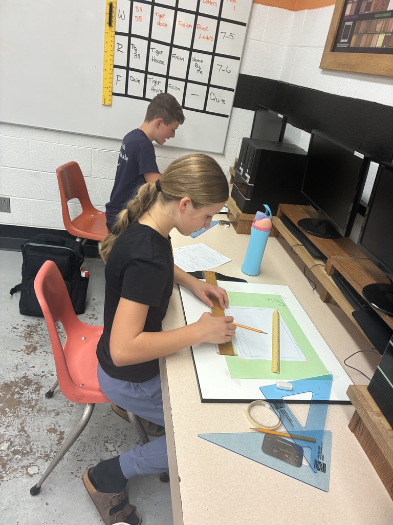 Mrs. Schooley's 8th grade industrial arts classes are putting together all their new knowledge to construct their three views using orthographic projection., which is a method of representing a three-dimensional object in two dimensions by projecting its features onto a plane using parallel lines that are perpendicular (orthogonal) to the projection plane. Construction and art rolled up into one! #celebrate379