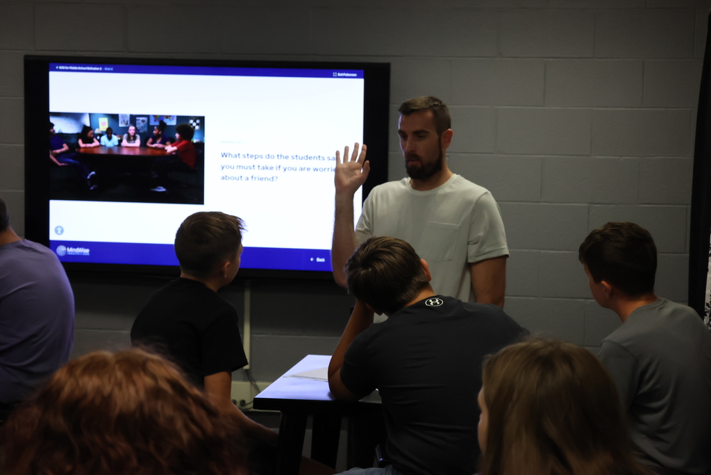 Mr. Brummet is using his September counseling lessons to focus on mental health. This includes Signs of Suicide training that every USD 379 staff member also went through in August. This program is paid for through a Clay Counts Coalition grant and was purchased in part because of Kansas Communities That Care survey data. All CCCMS students will go through the training. #celebrate379