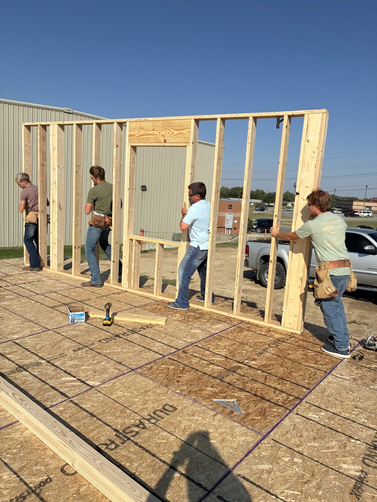 The walls are going up on the Tiger House! The house has not been purchased. For more information on the Tiger House, please contact Mr. Young, CCCHS Principal at 785 632-2131. #celebrate379