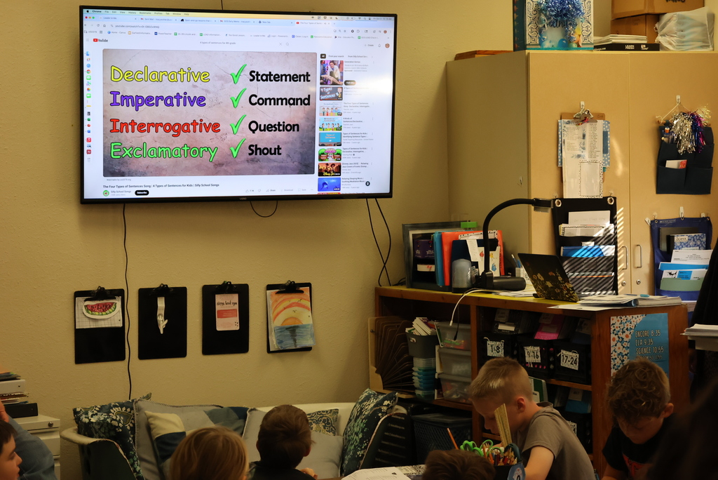 Mrs. Wohler's 4th graders were learning all about the 4 different types of sentences today. They even had a song to go with it! #celebrate379