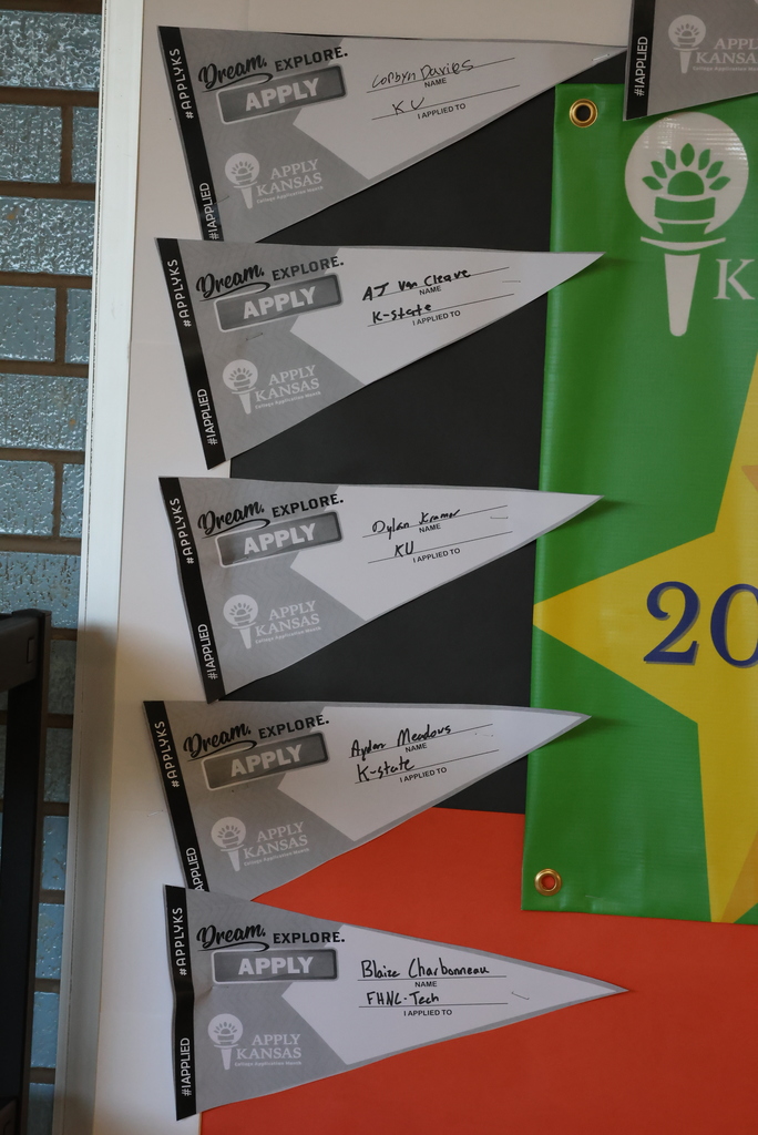 Did you know that it is Apply Kansas Day? Today and tomorrow only, anyone can apply to any college in Kansas for free! Seniors took advantage of this today with the CCCHS counselors and School, Family, Community Connections Counselor Lisa Last. #celebrate379