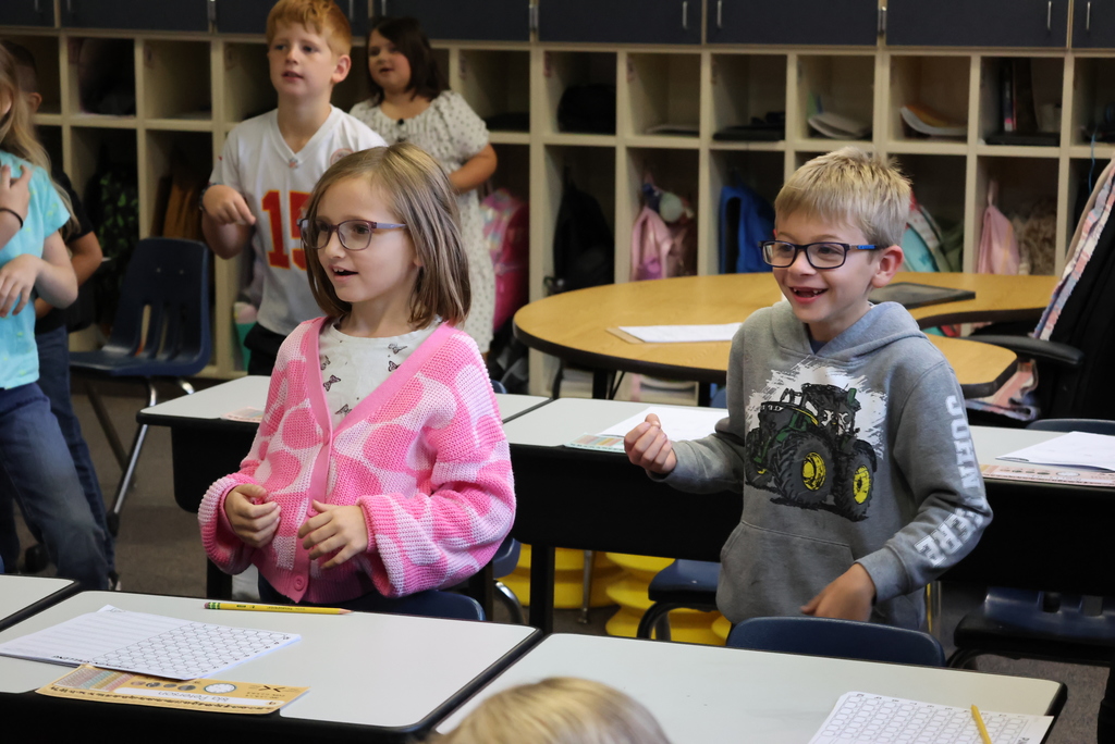 Mrs. Knitter has made the move from Pre-K to 2nd grade this year. Today, her students were learning all about vocabulary and identifying the point of view of a text. And they were having a little fun as well! #celebrate379