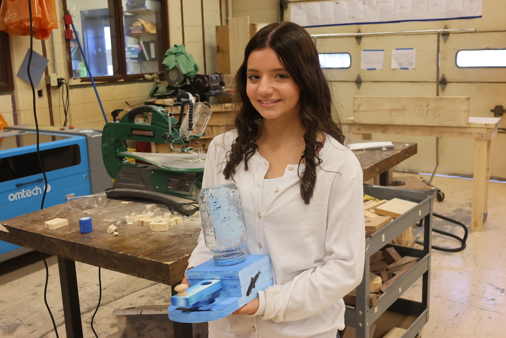 The 8th grade industrial arts students have completed their first project! Mr. Couch had them build a bubblegum dispenser using the techniques he has been teaching them during the first quarter. Time to blow some bubbles! #celebrate379
