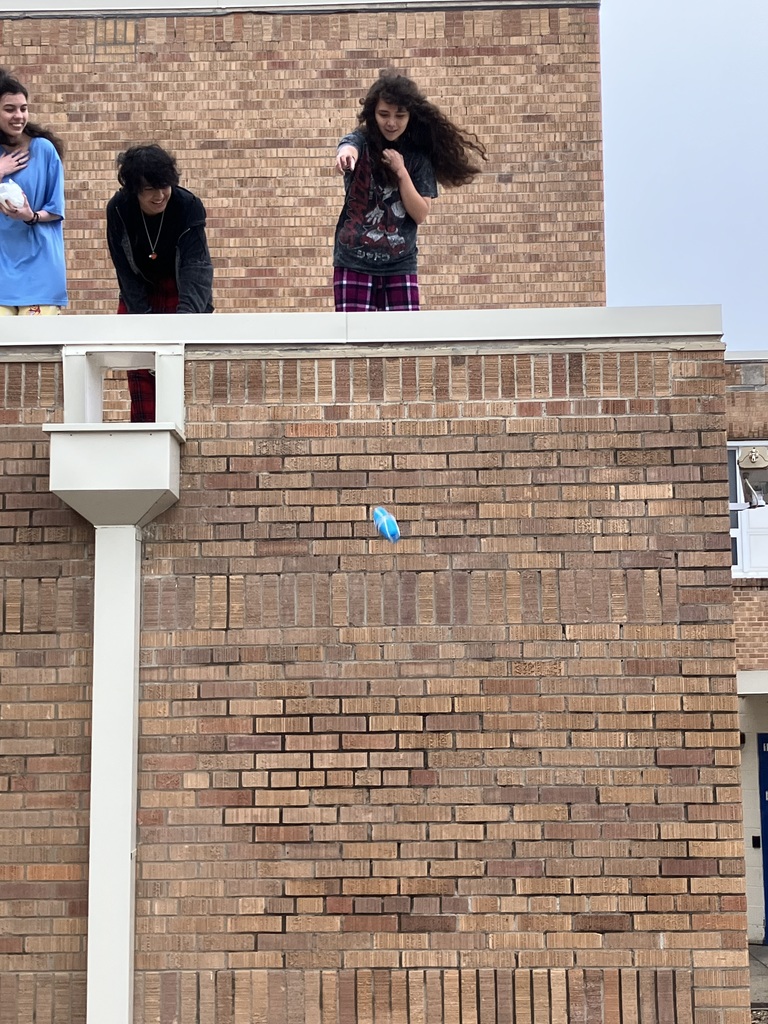 Mr. Freeman's Physics class learned about impulse and momentum with his annual egg drop experiment. There were a couple of casualties, but it enhanced their understanding of the concept! It was a fun project, and the kids did a great job designing and explaining what they had made.  #celebrate379