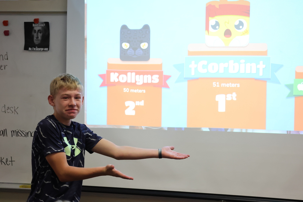 Ms. Mellies finds unique ways to help her students learn. Today, she used the Blooket website to help students review for an upcoming end-of-quarter test. It is a contest of speed and knowledge that pits the entire class against each other! Study hard tonight for that test tomorrow! #celebrate