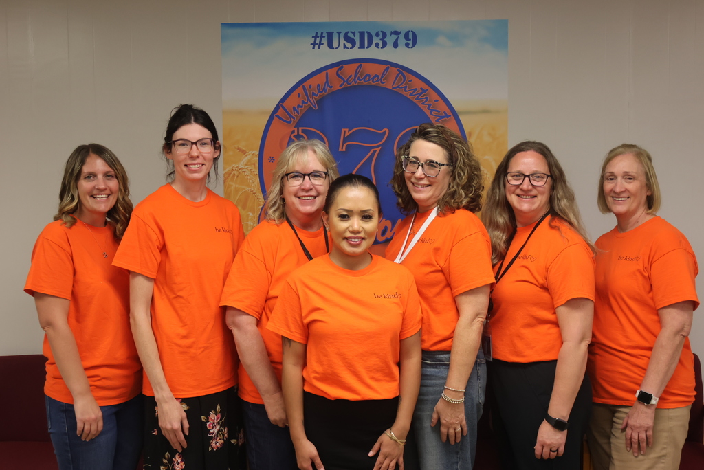 As a part of Bullying Prevention Month, USD 379 celebrated Unity Day on Wednesday, October 15. This annual national event brings students and staff together to send a visible message (orange staff shirts were paid for by the Clay Counts Coalition) of building commUNITY through kindness, acceptance, and inclusion. #celebrate379