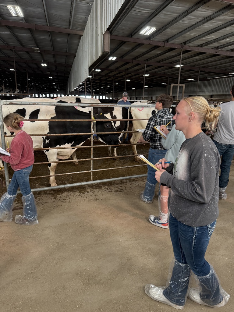 Mr. Craig's freshman Ag 101 class has had a busy and successful first quarter! Students in the class have learned about various careers in agriculture, planned a community service project, and done in-depth explorations of soil science and management, and dairy farm management. The class made visits to community farms operated by Erica and AJ Carlson, Rick Chaffee, and Cott Family Farms to look at various soil profiles. The class also visited the Wohler family's 4J dairy to learn about the daily responsibilities of the dairy farmer. All these experiences have led to success in FFA competitions! The Clay Center team placed 2nd at the Land/Soils evaluation (tied for 1st!), and took 1st place in the Dairy Cattle Evaluation competition. Various students have had top-10 performances throughout the school year thus far.