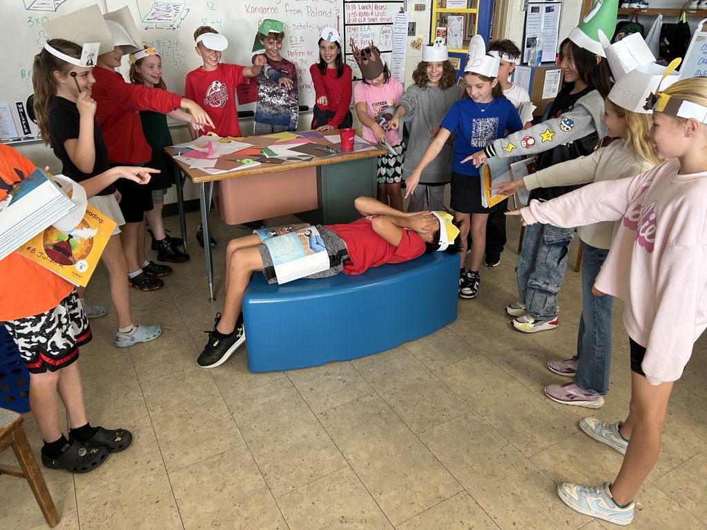 Mr. Yenni's 5th graders have had a busy couple of weeks! As part of an ELA assignment, students enjoyed studying the genre of a play.  After reading "The Miracle of Spring", they performed the play.  In the picture, the King (Leyon Cinco) is found guilty of stopping spring and starving the kingdom!  They also celebrated Homecoming by watching and being in the annual Homecoming Parade.   Go Bombers! #celebrate379