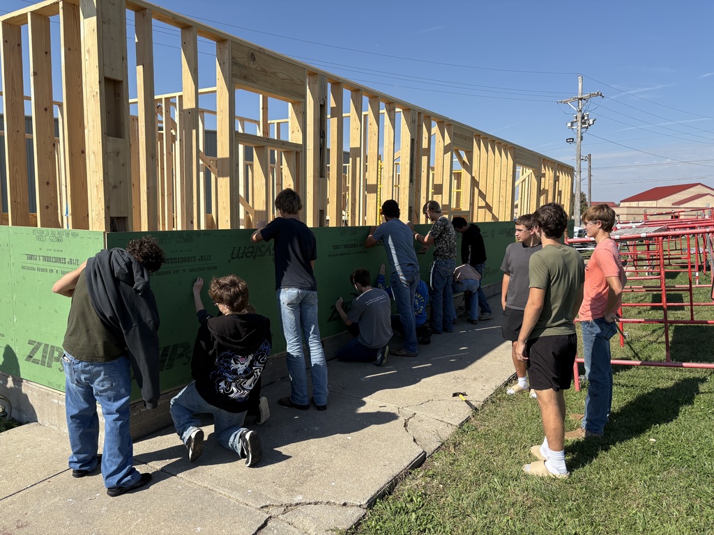 Students are installing exterior ZIP sheathing on the Tiger House! #celebrate379