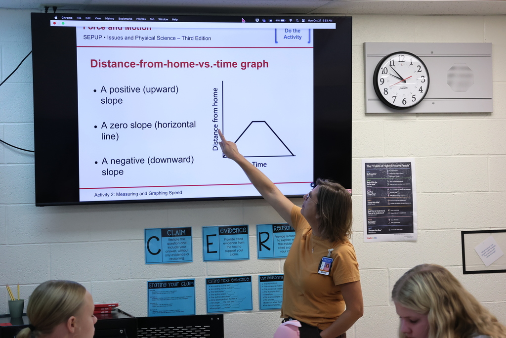 Mrs. Pfizenmaier's 8th grade science classes are working on measuring speed and kinetic energy. This included an experiment where they tested slope with a vehicle and a track. #celebrate379