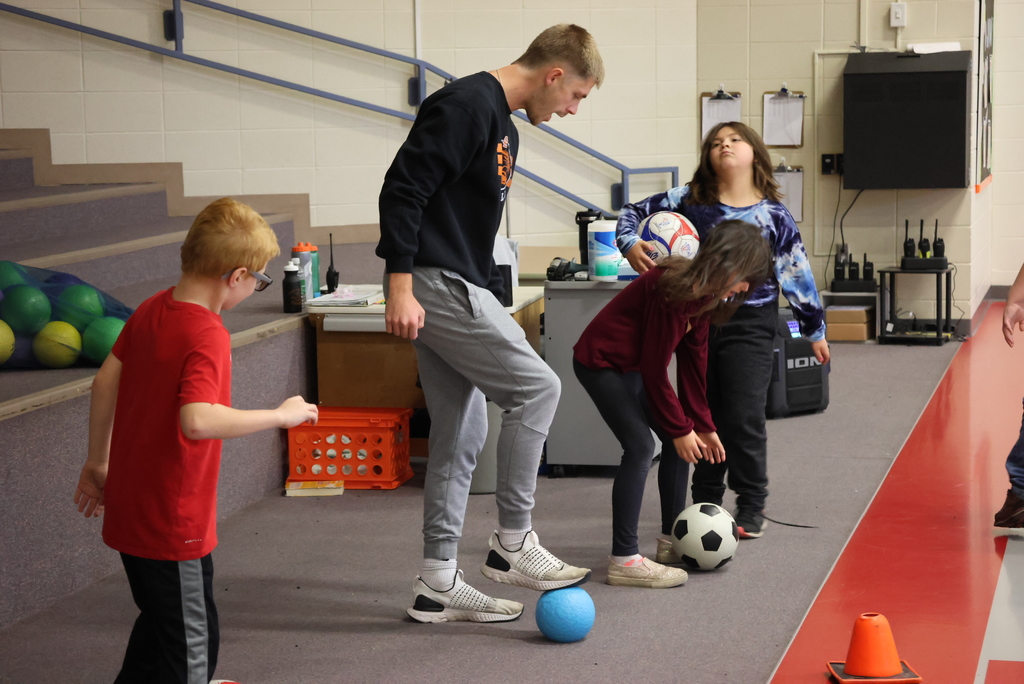 Mr. Beardsley has been a great addition to the Lincoln staff this year as the Physical Education teacher. Right now, he is teaching 3rd graders a unit on soccer skills. Today, he had them playing a game of soccer tag, and even joined in on the fun! #celebrate379