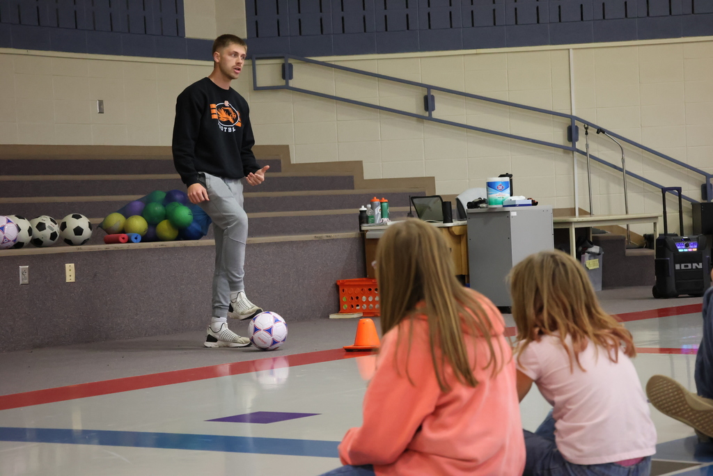 Mr. Beardsley has been a great addition to the Lincoln staff this year as the Physical Education teacher. Right now, he is teaching 3rd graders a unit on soccer skills. Today, he had them playing a game of soccer tag, and even joined in on the fun! #celebrate379