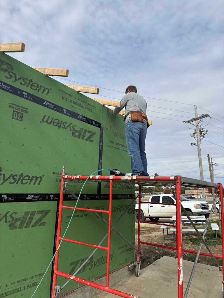 Mr. Pfizenmaier's construction tech students worked on installing the trusses to the Tiger House last week. This house is still available to purchase. Go to https://www.usd379.org/o/usd-379/page/tiger-house to see more details. #celebrate379