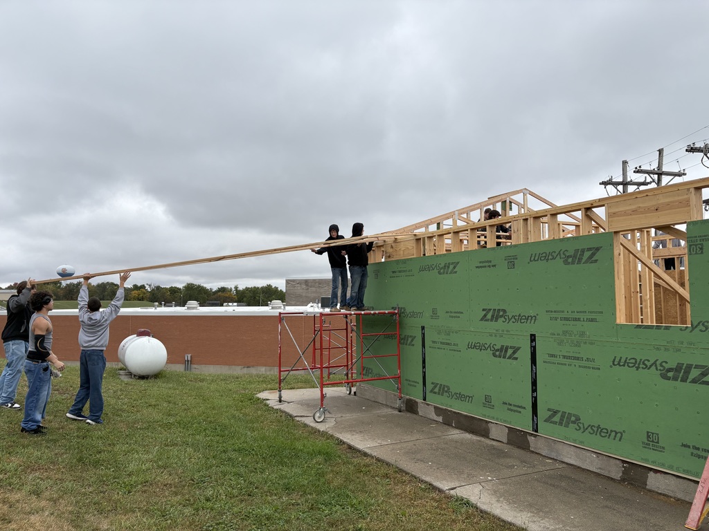 Mr. Pfizenmaier's construction tech students worked on installing the trusses to the Tiger House last week. This house is still available to purchase. Go to https://www.usd379.org/o/usd-379/page/tiger-house to see more details. #celebrate379