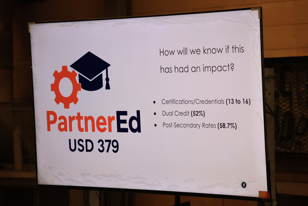 It was a great morning of collaboration at the Grow Clay County "Wake Up Wednesday" event, hosted at CCCHS. The Wakefield High School culinary arts students provided breakfast. Curriculum and Instruction Director Jaclyn Pfizenmaier discussed an exciting new endeavor with PartnerEd (see insert). Superintendent Brett Nelson gave a bond issue update. And, community members got to tour different areas of the high school dealing with Career and Technical Education (CTE). Thank you to everyone who attended! #celebrate379