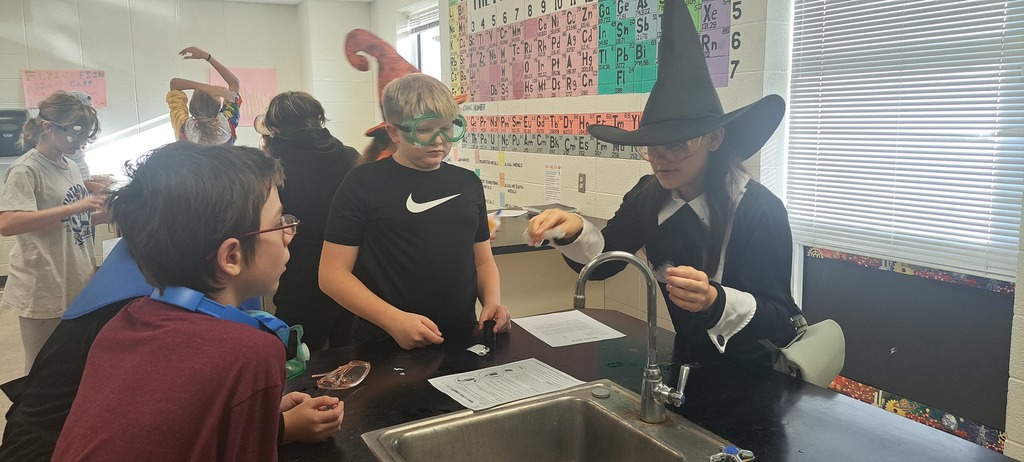 On Halloween, all of the middle school students got to participate in making some spooky slime and some flying ghosts. The flying ghosts were made from ancient relics (film containers), 5ml of water, and half of an Alka-Seltzer tablet. It was a fun-filled day learning about polymer chemistry and physics. #celebrate379
