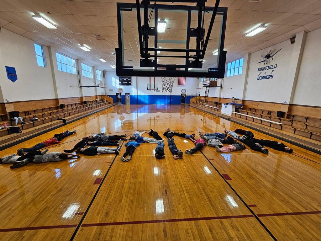Last week, freshmen and 7th grade advisory groups got together for a Leader in Me lesson and used teamwork (and their bodies) to create this message! #celebrate379