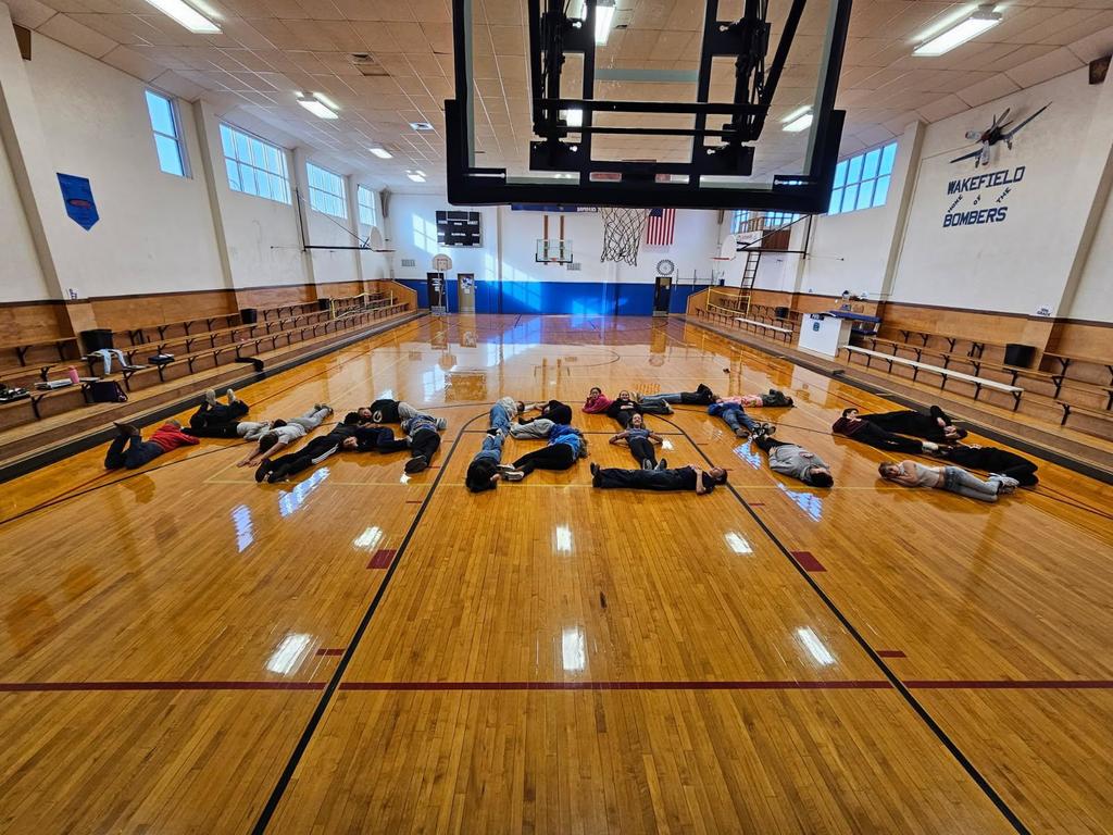 Last week, freshmen and 7th grade advisory groups got together for a Leader in Me lesson and used teamwork (and their bodies) to create this message! #celebrate379