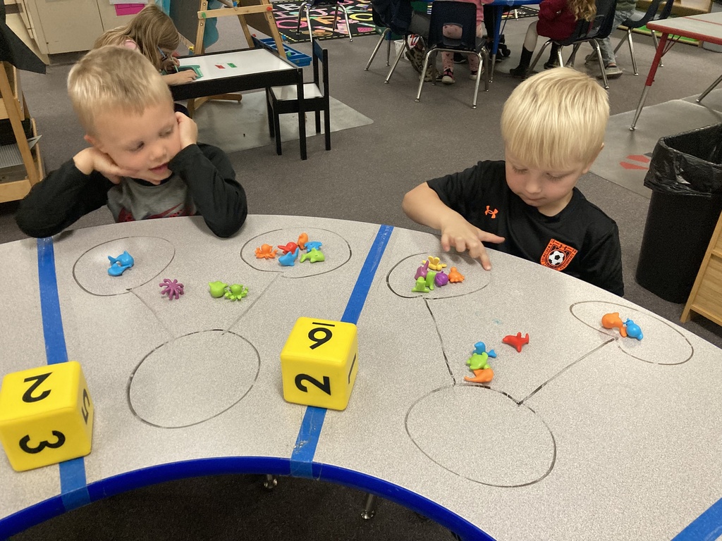 Addition in PreK? Absolutely! Mrs. Bruggeman's students used ocean animals to build addition story problems! They will be beyond ready for kindergarten next year! #celebrate379