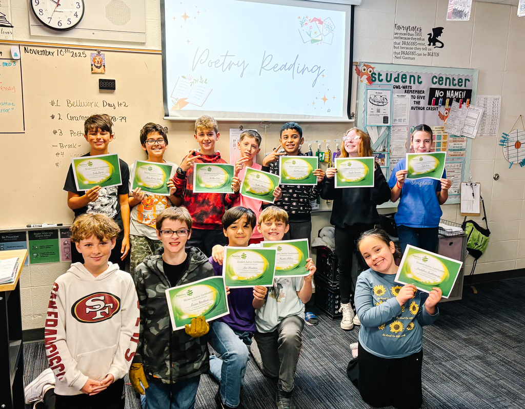 Earlier this week, Mrs. Crabtree’s 6th Grade ELA class turned words into art during their Poetry Reading Celebration! From anime to soccer, hunting to faith, students shared poems straight from the heart. Every young poet walked away with a certificate and a chance to shine in a national poetry contest! #celebrate379