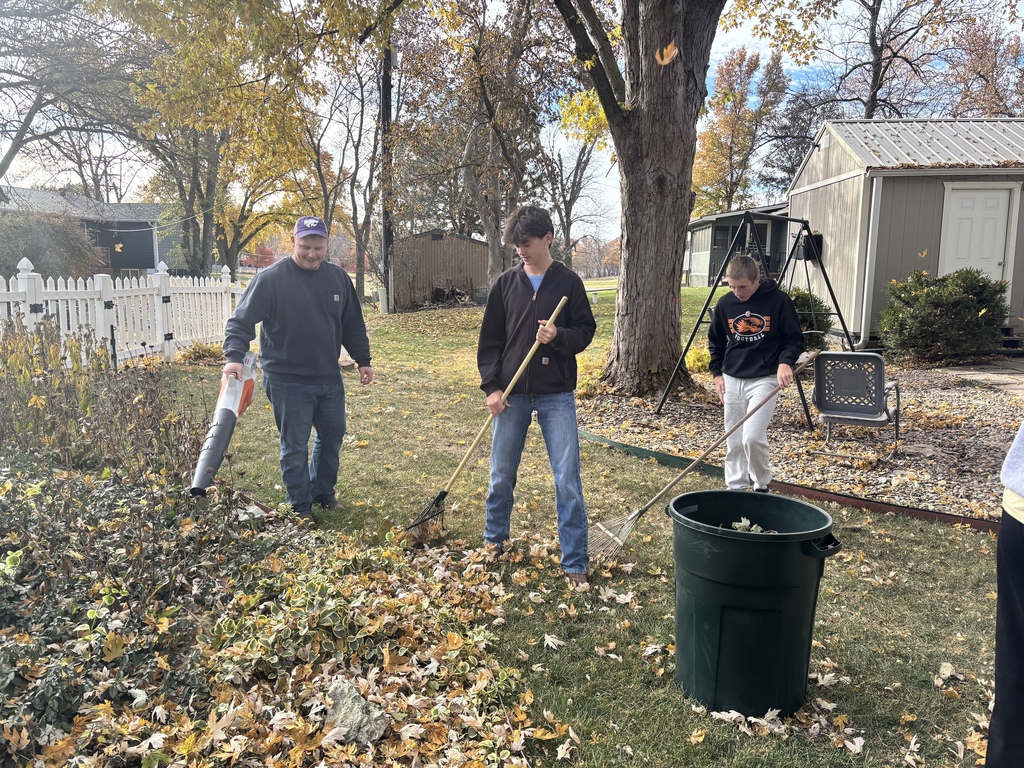 While many others were sleeping in on Saturday, freshman FFA members and Mr. Craig were volunteering their time raking up leaves around the community. This was just one of many community service projects the chapter does throughout the year. #celebrate379