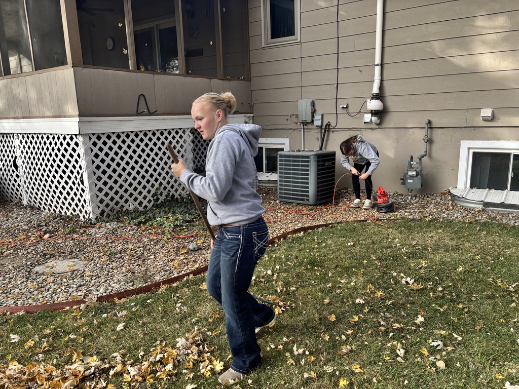 While many others were sleeping in on Saturday, freshman FFA members and Mr. Craig were volunteering their time raking up leaves around the community. This was just one of many community service projects the chapter does throughout the year. #celebrate379