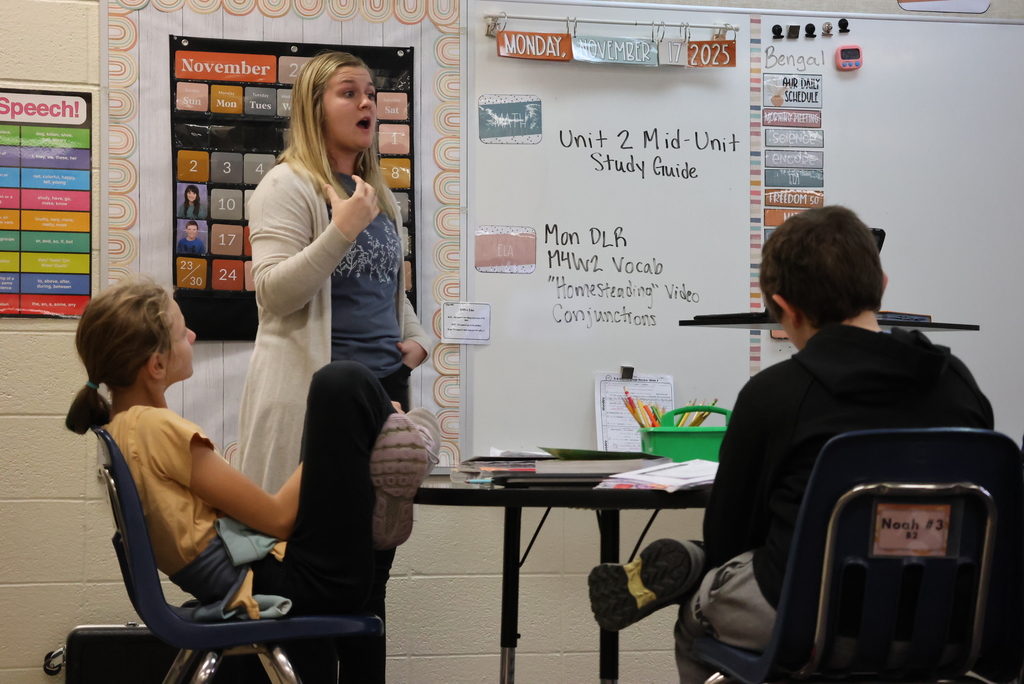 At the beginning of every ELA unit, Garfield teachers first teach a list of vocabulary words that students will see throughout the reading material. Ms. Bott was doing just that today with her 5th graders. Increasing vocabulary is a Wildly Important Goal (W.I.G.) for all classrooms in USD 379. #celebrate379