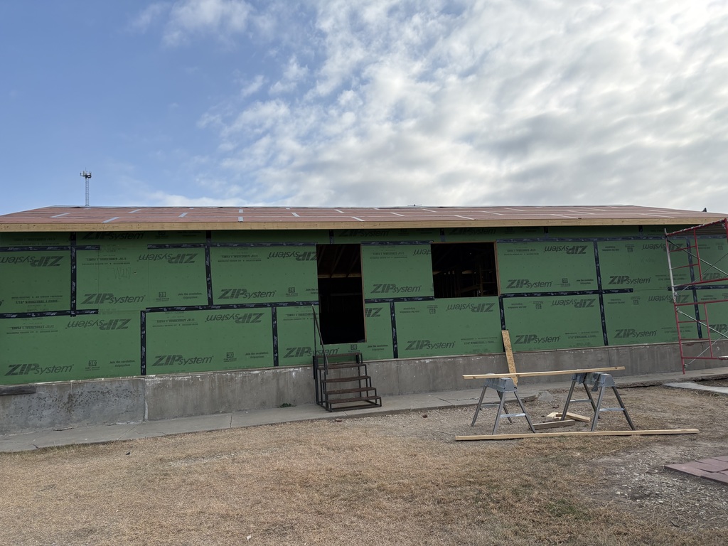 To celebrate the completion of the sheathing of the Tiger House, the Architecture and Construction Pathway classes had a cookout last Friday! #celebrate379