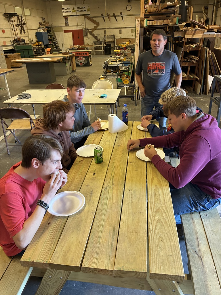 To celebrate the completion of the sheathing of the Tiger House, the Architecture and Construction Pathway classes had a cookout last Friday! #celebrate379