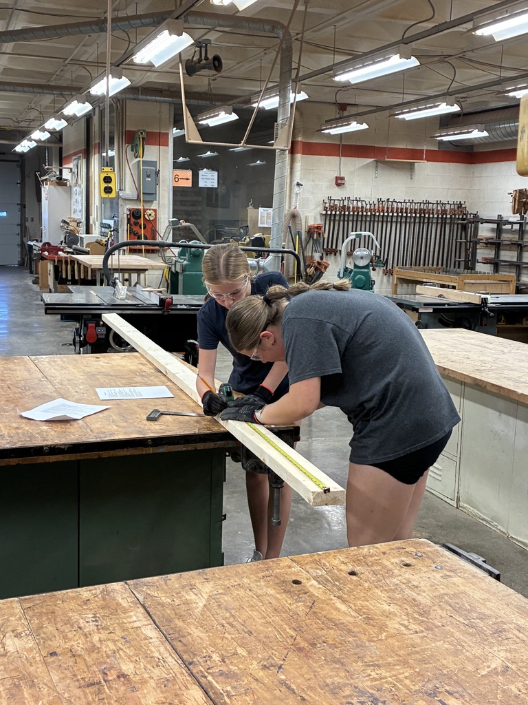 After learning about power tool safety, students in Mrs. Schooley's Industrial Arts class next focused on how to use them. They put their new skills to the test by building mini walls. #celebrate379