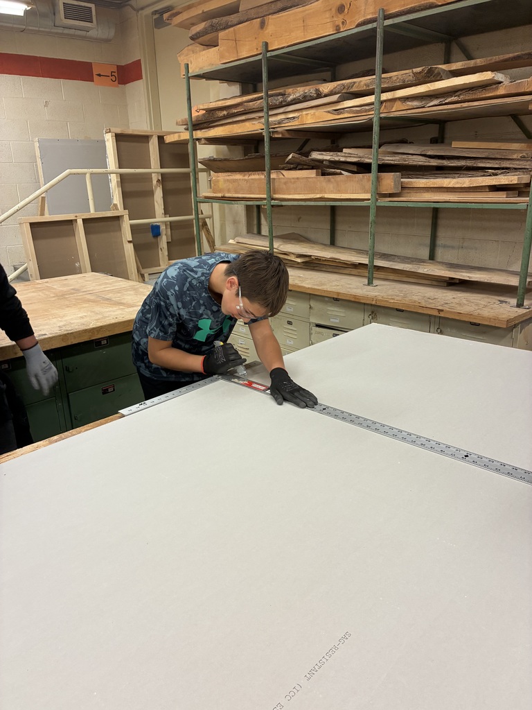 After learning about power tool safety, students in Mrs. Schooley's Industrial Arts class next focused on how to use them. They put their new skills to the test by building mini walls. #celebrate379