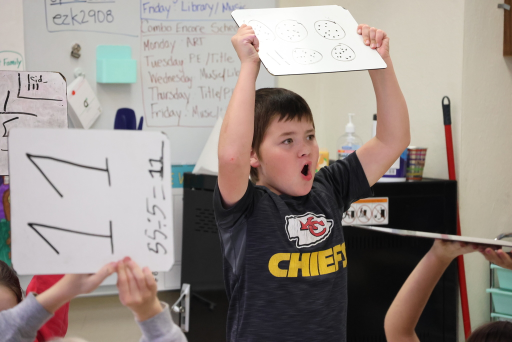 Mrs. Peterson started her math class with an intense competition between her and Ms. Brownell's students to see who could complete 2-digit division problems the fastest. As you can see, they were fully engaged! #celebrate379