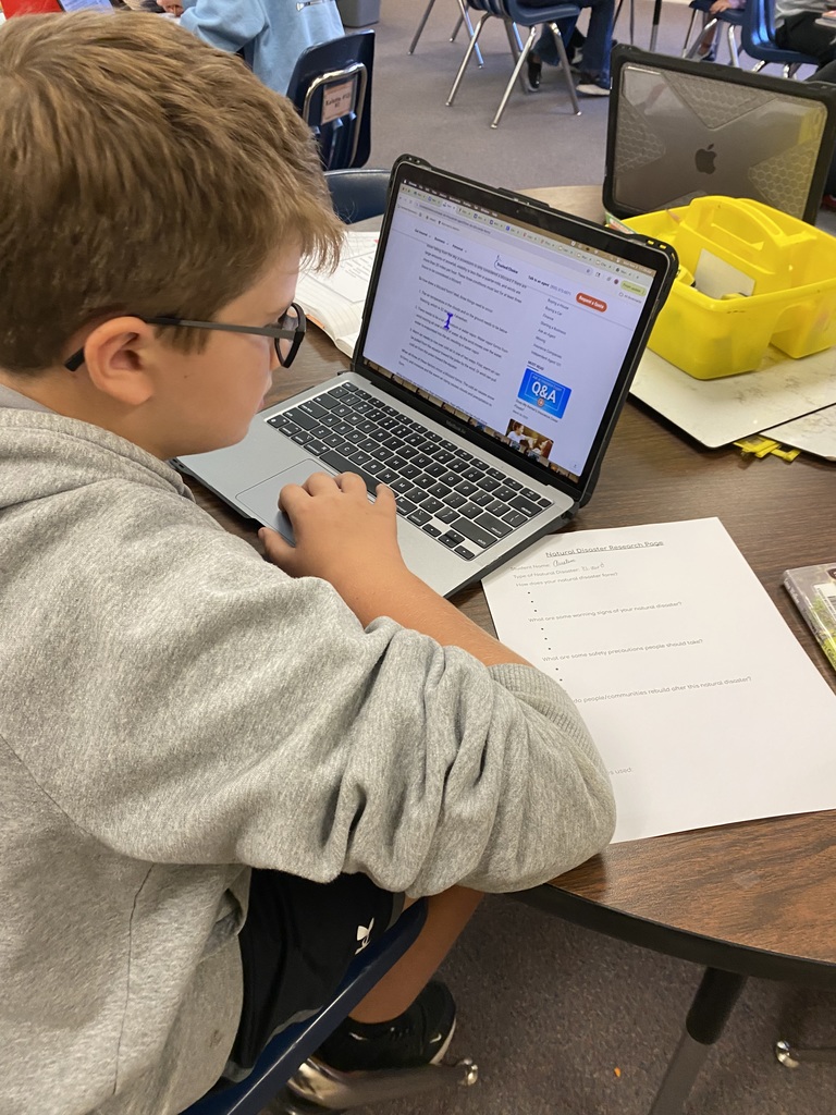 To wrap up their natural disasters unit and ELA, Ms. Bott's 5th graders researched a natural disaster of their choice and created their own infographics using Canva. Their infographics explained how disasters form, the warning signs and precautions that can be taken, and how communities rebuild afterward. #celebrate379