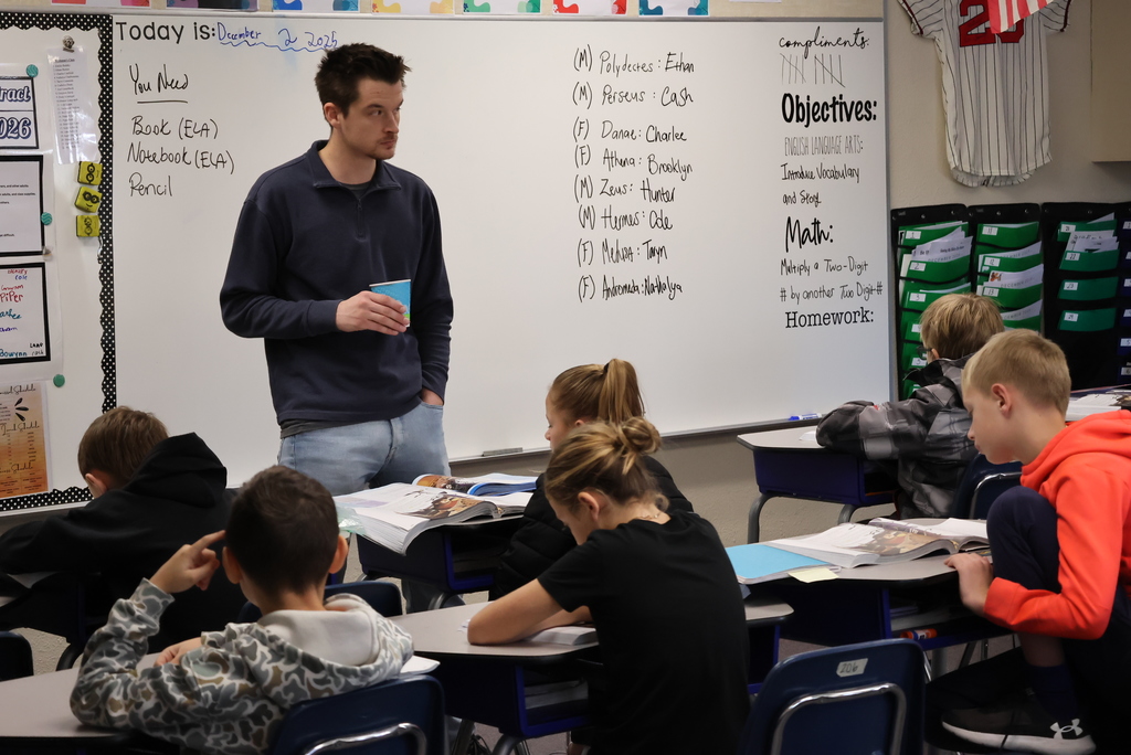 Mr. Wichman's 4th graders were hard at work this week recreating a Greek play! Determining the meaning of words and phrases in mythology is a 4th grade standard, so they were reciting the play with characters, then discussing the meaning of each passage and predicting what would happen next. #celebrate379