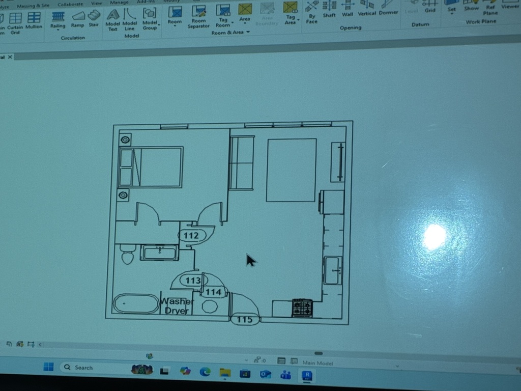 Senior Carter Beswick used the computer program Revit to create a 3D model of his apartment for next year after graduation. He used the plans provided by the complex to create the floor plan and then added furnishings. Pretty cool to see real-world applications at work! #celebrate379