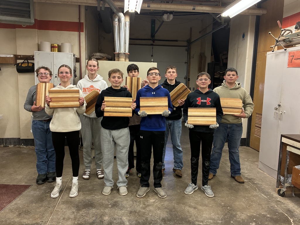 Mrs. Schooley is continuing retired Industrial Arts teacher Mr. Conner’s tradition of making cutting boards. Students use maple, cherry, ash, walnut, and oak to create them! #celebrate379