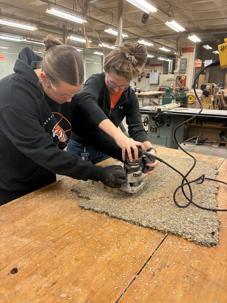 Mrs. Schooley is continuing retired Industrial Arts teacher Mr. Conner’s tradition of making cutting boards. Students use maple, cherry, ash, walnut, and oak to create them! #celebrate379