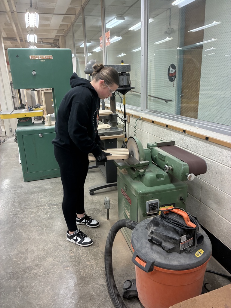 Mrs. Schooley is continuing retired Industrial Arts teacher Mr. Conner’s tradition of making cutting boards. Students use maple, cherry, ash, walnut, and oak to create them! #celebrate379