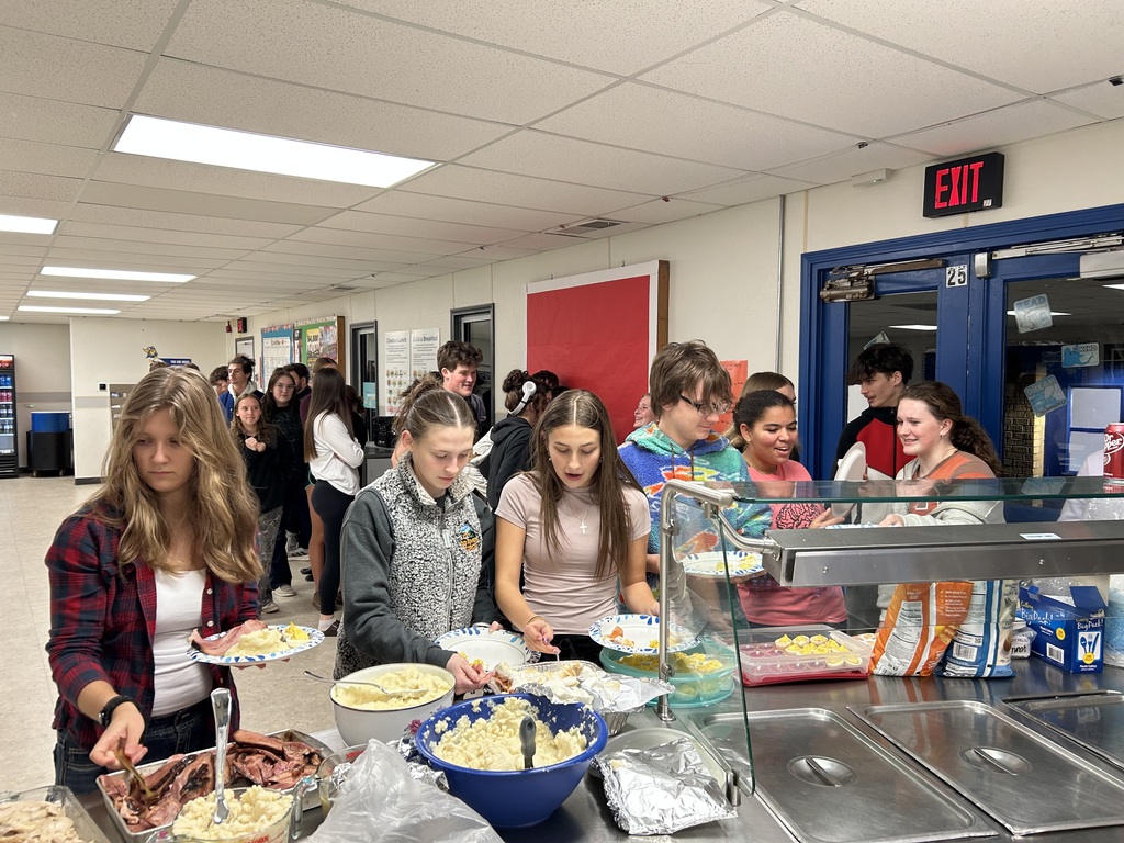 The Wakefield Youth Leaders in Kansas (YlinK) chapter hosted Friendsgiving last week!  35 high schoolers attended, sharing a turkey dinner, and a game of H Ball afterwards. Mr. Yenni sponsors the club, which is funded through the Clay Counts Coalition. #celebrate379