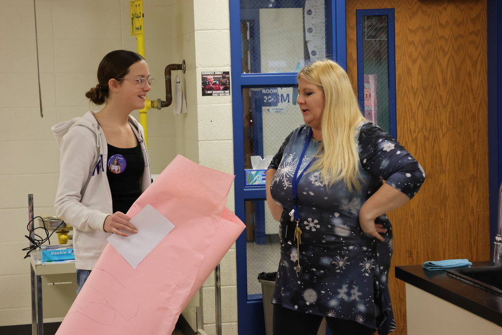 Mrs. Trembath's 7th grade science classes were recreating the human body's anatomy on paper today! #celebrate379