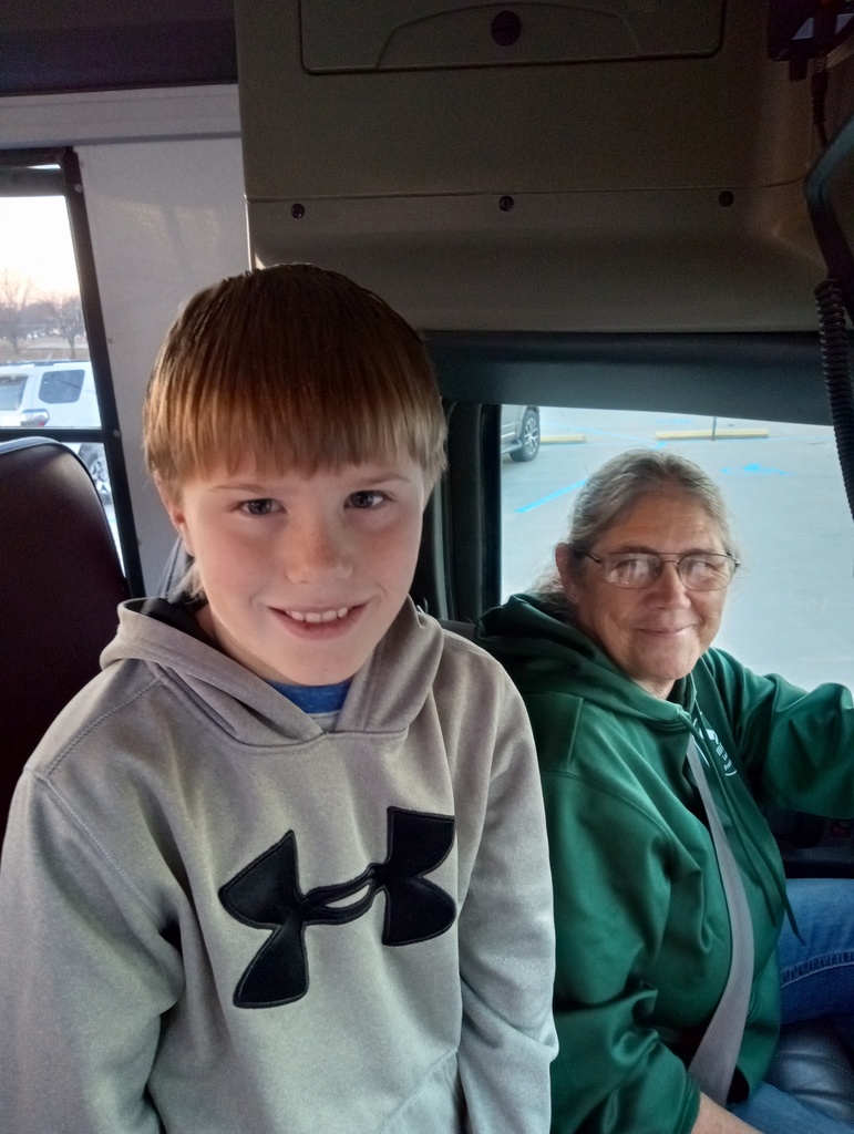 The winner of the December “School Bus Behavior Awards” is Archer Pfizenmaier from the Rabbit bus.  Archer was awarded gifts from Kier’s Thriftway, Ferguson Rexall Drugs, Season’s Best Country Kitchen, and Ray’s Apple Market.  Archer is pictured with his bus driver, Donna Bulk. #celebrate379