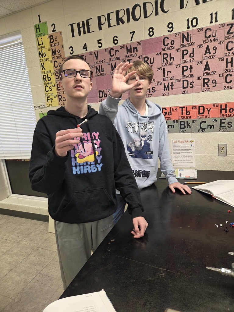 Mrs. Trembath's 8th grade science class opened the new year learning about the atomic composition of simple molecules and compounds. They learned that some atoms cannot be trusted. Ask them why! #celebrate379