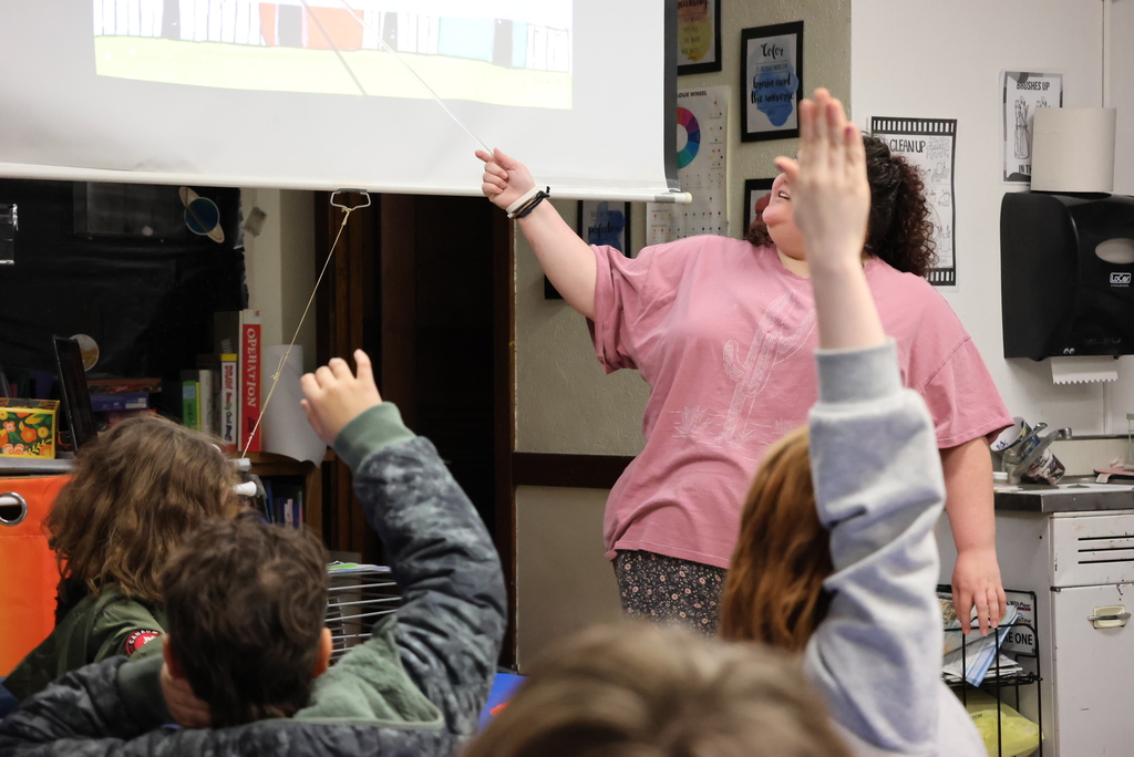 Ms. Looney's 5th graders were getting their brushes ready today after learning all about the artist Jeanette Carlstrom. #celebrate379