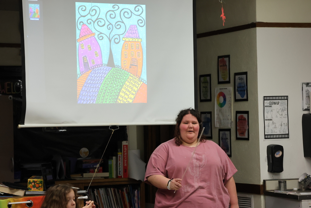 Ms. Looney's 5th graders were getting their brushes ready today after learning all about the artist Jeanette Carlstrom. #celebrate379