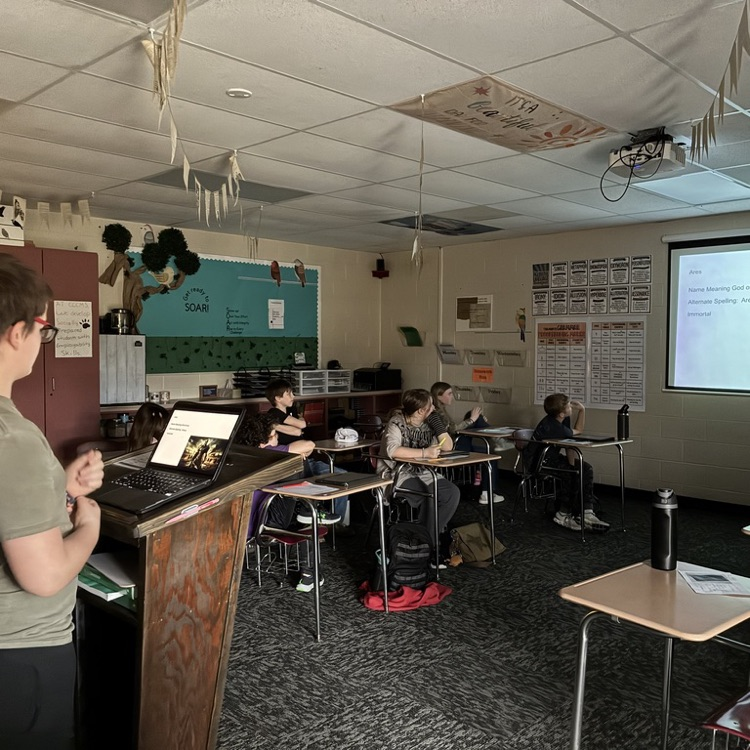 Mrs. Blain's 6th grade ELA students spent the first week back at CCCMS researching Greek gods, goddesses, and creatures to build background knowledge before reading The Lightning Thief. Then, students created presentations and shared their research with classmates. #celebrate379