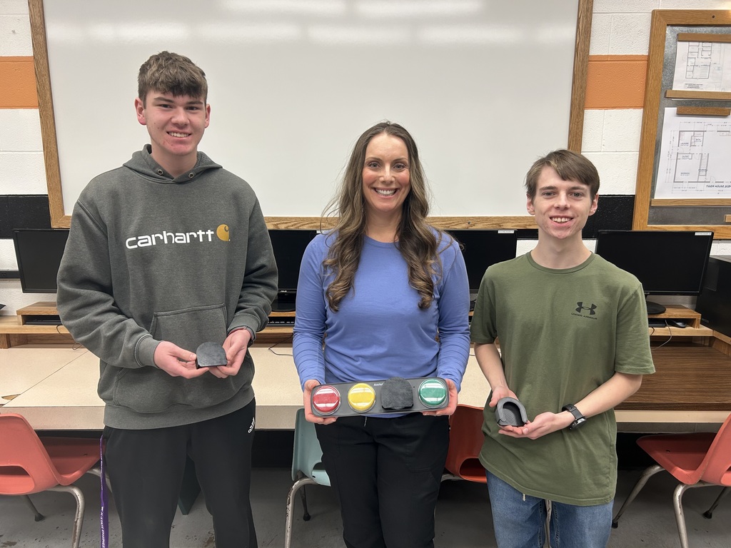 An inspiring story of innovation and students helping students... Chase is a 4th grader at Garfield. He is working on expanding his communication skills using buttons with prompts. This is new to Chase, and he struggles at times accidentally hitting the wrong buttons. It was a problem that Speech and Language Therapist Shanna Freeman thought could be solved. That's where Mrs. Schooley’s CCCHS drafting students came in. After learning about the problem and brainstorming, they designed printed custom button covers for a communication device and then printed them on a 3D printer. These will allow him to greet his peers and teachers and answer questions without other buttons getting in the way. After a need was identified, these students created a solution that works perfectly and will help Chase connect more easily with others at school. This is a great example of students using their skills to make a meaningful difference! #celebrate379