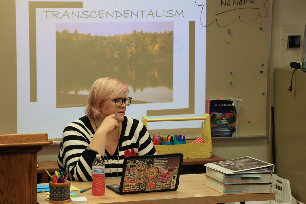 Mrs. Blackburn teaches junior/senior English and speech at WHS. Today, her juniors started a new unit on the Transcendentalism period of literature, which ran from 1840-1860. #celebrate379